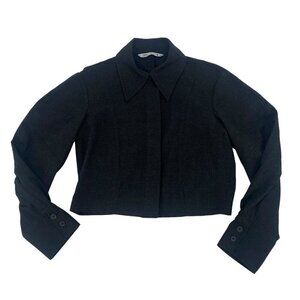 Zara Dark Gray Women's Cropped Boxy Blazer Jacket Size Large